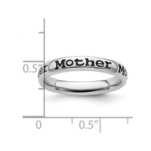 Bague en argent sterling avec nacre à émail noir