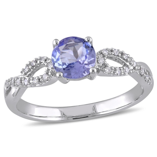 GEM AND HARMONY  1.00 Carat (Ctw) Tanzanite Infnity Ring In 10K Gold With Diamonds In White