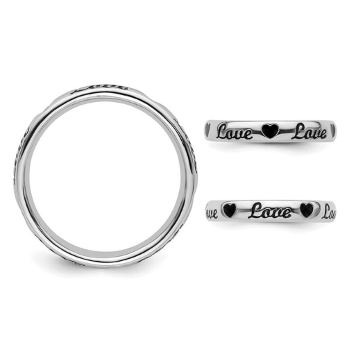 Bague en argent sterling en forme de coeur avec breloque en forme de coeur