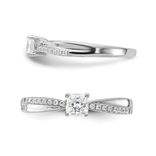 Sterling Silver Cubic Zirconia Polished Promise Ring