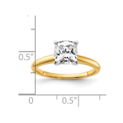 1.75 Carat Certified Cushion-Cut Lab Grown Diamond Solitaire Engagement Ring in 14K Yellow Gold