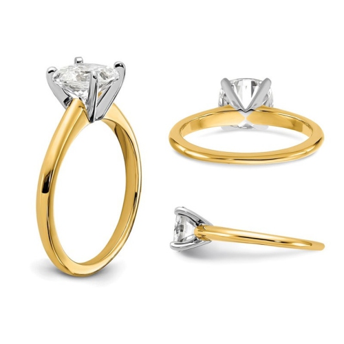 1.75 Carat Certified Cushion-Cut Lab Grown Diamond Solitaire Engagement Ring in 14K Yellow Gold