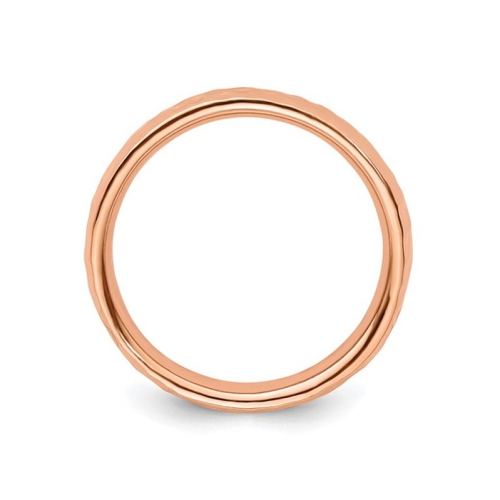 Rose Plated Sterling Silver Hammered Wedding Band Ring