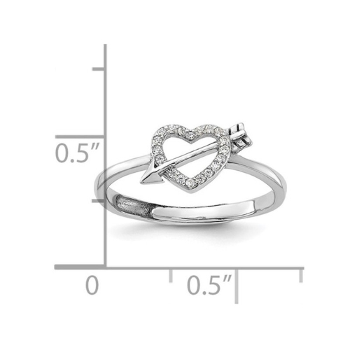 Sterling Silver Heart and Arrow Ring with Synthetic Cubic Zirconias