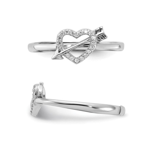 Sterling Silver Heart and Arrow Ring with Synthetic Cubic Zirconias