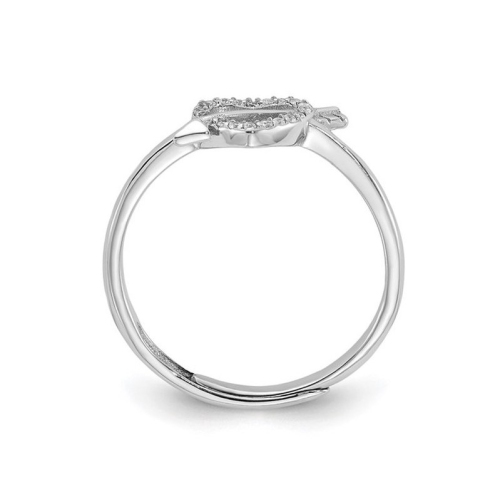 Sterling Silver Heart and Arrow Ring with Synthetic Cubic Zirconias