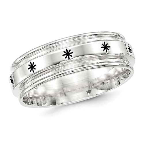 GEM AND HARMONY  Mens Sterling Fancy Wedding Band Ring (7Mm) In Silver