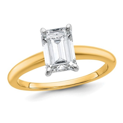 GEM AND HARMONY  1.50 Carat (Ctw Vs2, G-H) Emerald-Cut Certified Lab-Grown Diamond Solitaire Engagement Ring In 14K Gold In Yellow