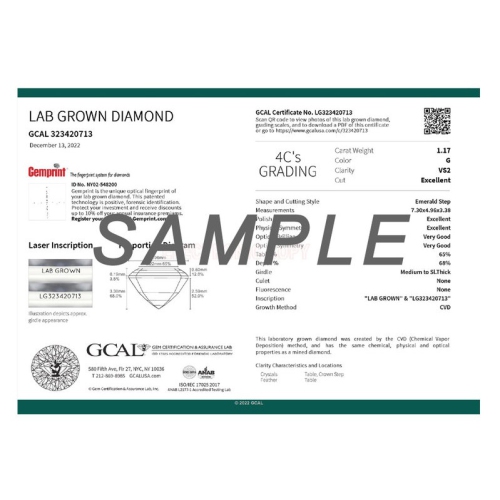 1.44 Carat Emerald-Cut Certified Lab-Grown Diamond Halo Engagement Ring 14K White Gold