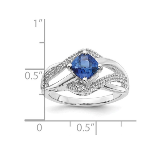 Bague en argent sterling avec saphir bleu de Ceylan créé en laboratoire de 1,35&nbsp;carat