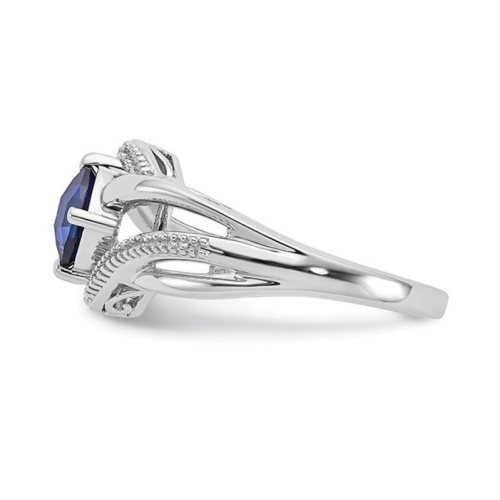 Bague en argent sterling avec saphir bleu de Ceylan créé en laboratoire de 1,35&nbsp;carat