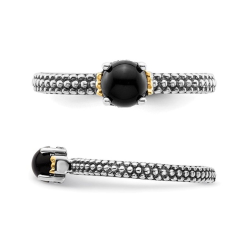 Black Onyx Ring in Antiqued Sterling Silver