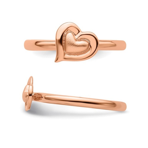 Bague en argent sterling plaqué rose en forme de coeur