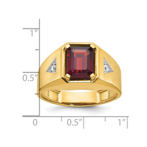 Mens 2.65 Carat Garnet Ring in 14K Yellow Gold with Accent Diamonds