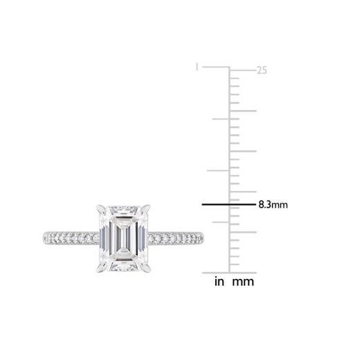 1.75 Carat Lab-Created Emerald-Cut Moissanite Engagement Ring in 14K Yellow Gold with Diamonds