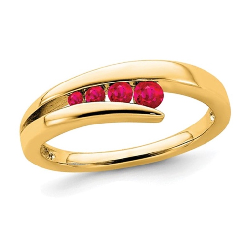GEM AND HARMONY  1/5 Carat (Ctw) Natural Ruby Ring In 10K Gold In Yellow