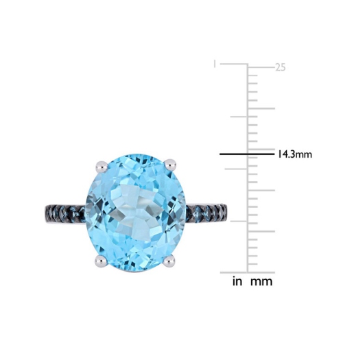 10.50 Carat Sky and London Blue Topaz Oval-Cut Ring in Sterling Silver