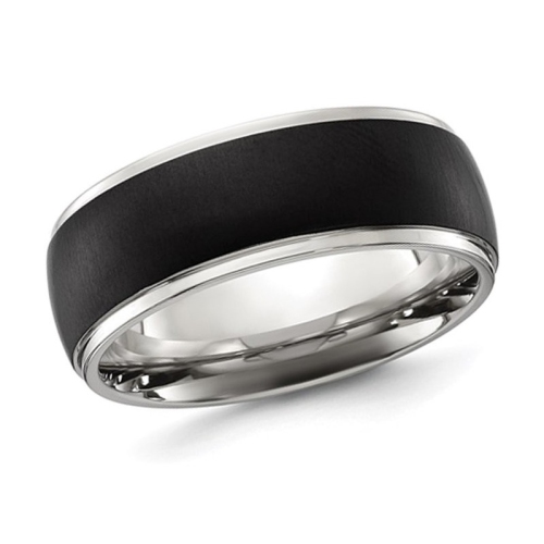 Bague homme en titane plaqué noir brossé