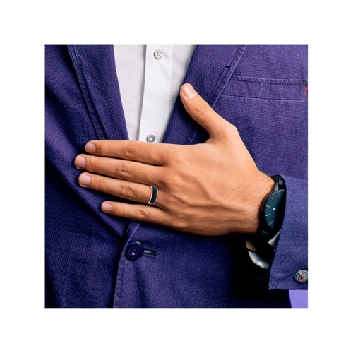 Bague homme en titane plaqué noir brossé