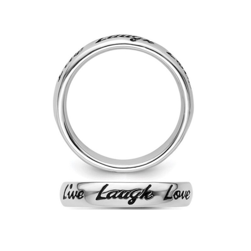 Bague en argent sterling à anneau d'amour en argent sterling en forme de coeur « Live Laugh »