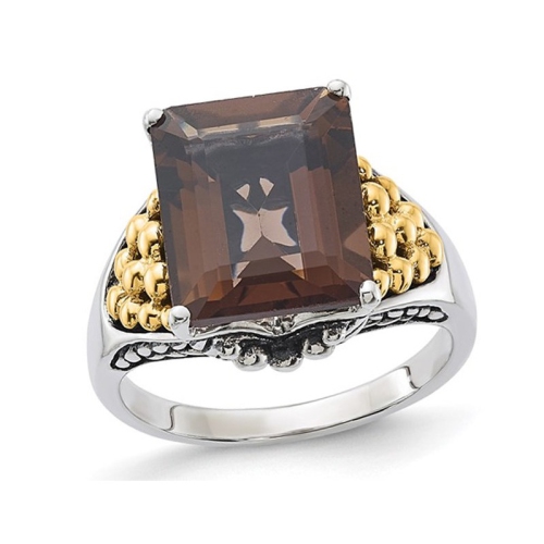 GEM AND HARMONY  4.00 Carat (Ctw) Smoky Quartz Ring In Sterling In Silver