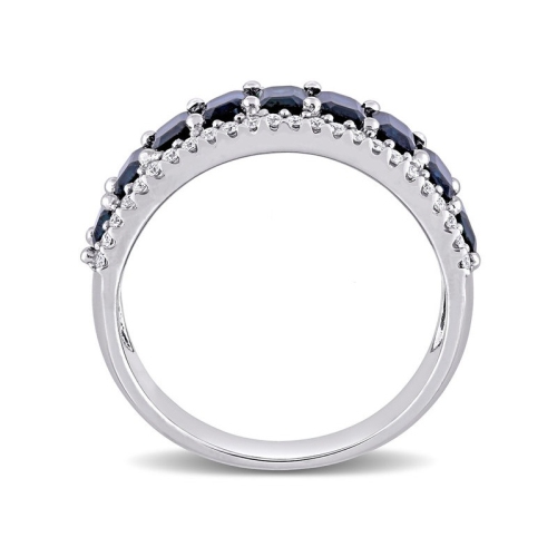 3.15 Carat Blue Sapphire Ring band with Diamonds in 14K White Gold