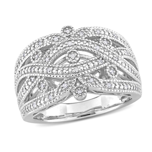 GEM AND HARMONY  1/10 Carat (Ctw) Diamond Ring In Sterling In Silver