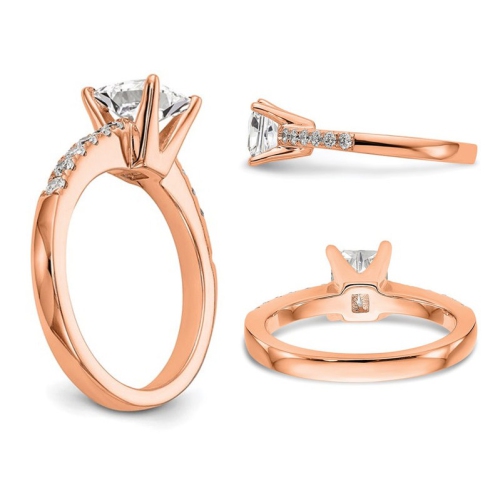 1.31 Carat Emerald-Cut Certified Lab-Grown Diamond Engagement Ring 14K Rose Gold