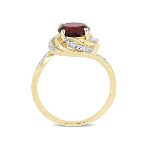 2.14 Carat Garnet and White Topaz Ring in Yellow Plated Sterling Silver