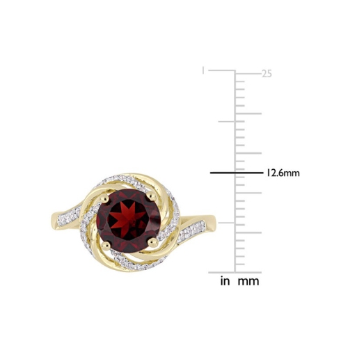 2.14 Carat Garnet and White Topaz Ring in Yellow Plated Sterling Silver