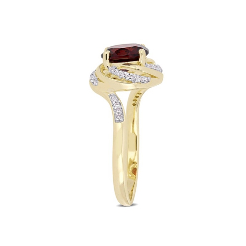 2.14 Carat Garnet and White Topaz Ring in Yellow Plated Sterling Silver