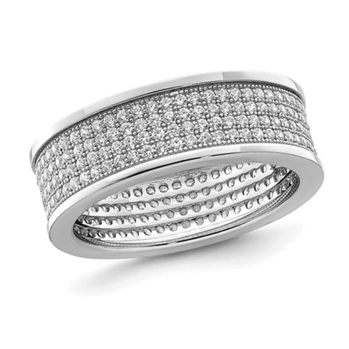 GEM AND HARMONY  Sterling Eternity Band Ring With Pave Synthetic Cubic Zirconia (Cz)S In Silver