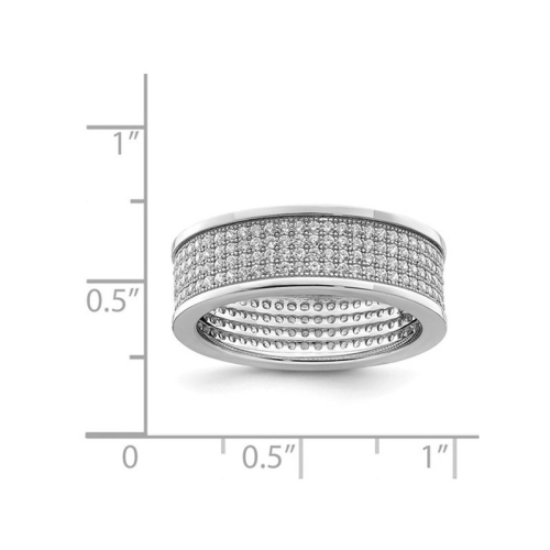 Sterling Silver Eternity Band Ring with Pave Synthetic Cubic Zirconias