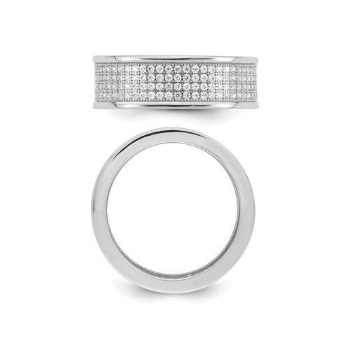 Sterling Silver Eternity Band Ring with Pave Synthetic Cubic Zirconias