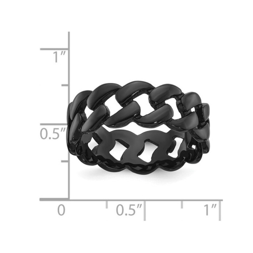 Mens Black Plated Stainless Steel 8mm Curb Link Band