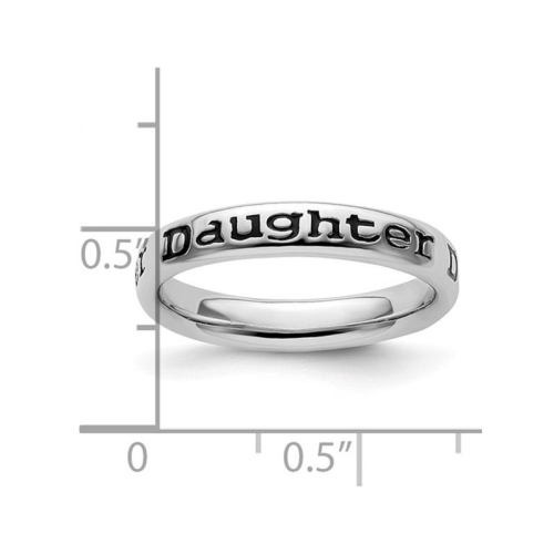 Sterling Silver Black Enameled Daughter Band Ring