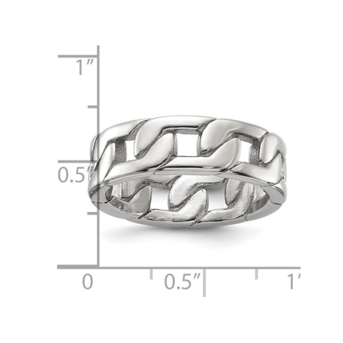 Mens Stainless Steel Polished Chain Link Band Ring