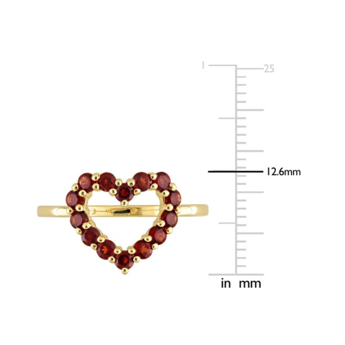 4/5 Carat Garnet Heart Promise Ring in 10K Yellow Gold