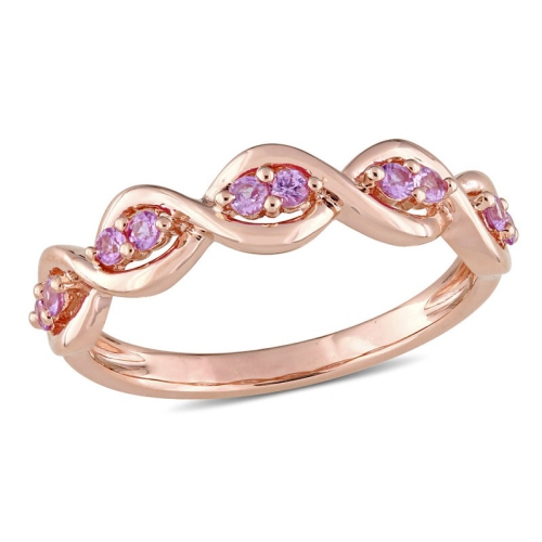 GEM AND HARMONY  3/10 Carat (Ctw) Sapphire Infinity Anniversary Band Ring In 14K Rose Gold In Pink
