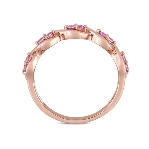 3/10 Carat Pink Sapphire Infinity Anniversary Band Ring in 14K Rose Pink Gold