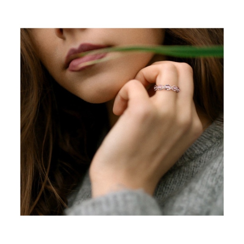 3/10 Carat Pink Sapphire Infinity Anniversary Band Ring in 14K Rose Pink Gold