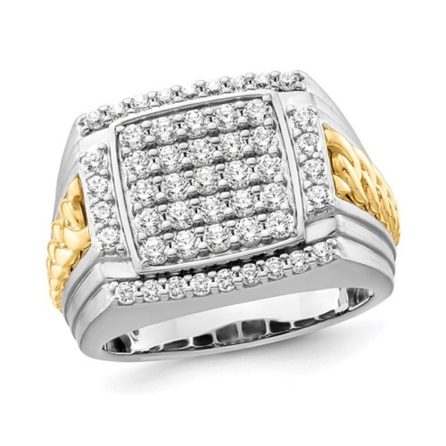 GEM AND HARMONY  Mens 1.50 Carat (Ctw) Lab-Grown Diamond Ring In 14K Gold (Size 10) In White