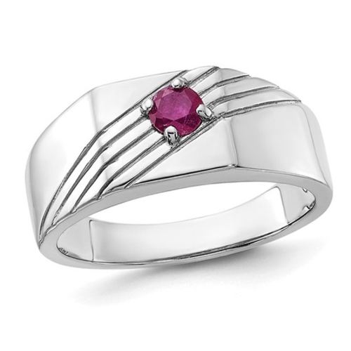 GEM AND HARMONY  Mens 1/3 Carat (Ctw) Ruby Ring In Sterling In Silver