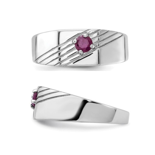 Mens 1/3 Carat Ruby Ring in Sterling Silver