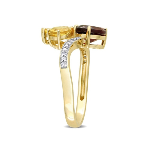 2.02 Carat Garnet and Citrine Ring in 14K Yellow Gold