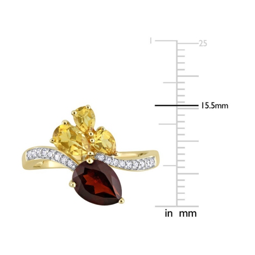 2.02 Carat Garnet and Citrine Ring in 14K Yellow Gold