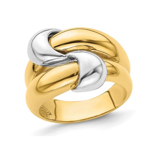 GEM AND HARMONY  14K And White Gold Polished Knot Dome Ring In Yellow