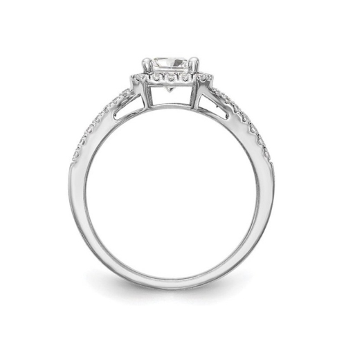 1.44 Carat Emerald-Cut Certified Lab-Grown Diamond Halo Engagement Ring 14K White Gold