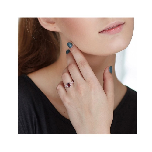 Bague en or rose 10K ct avec grenat et saphir blanc d'1,00&nbsp;carat