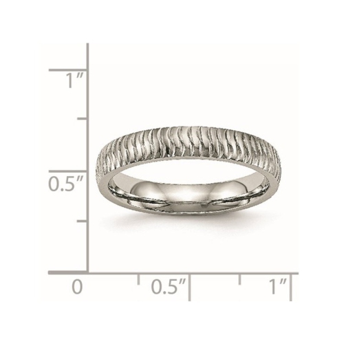 Ladies or Mens Stainless Steel Textured Wedding Band Ring